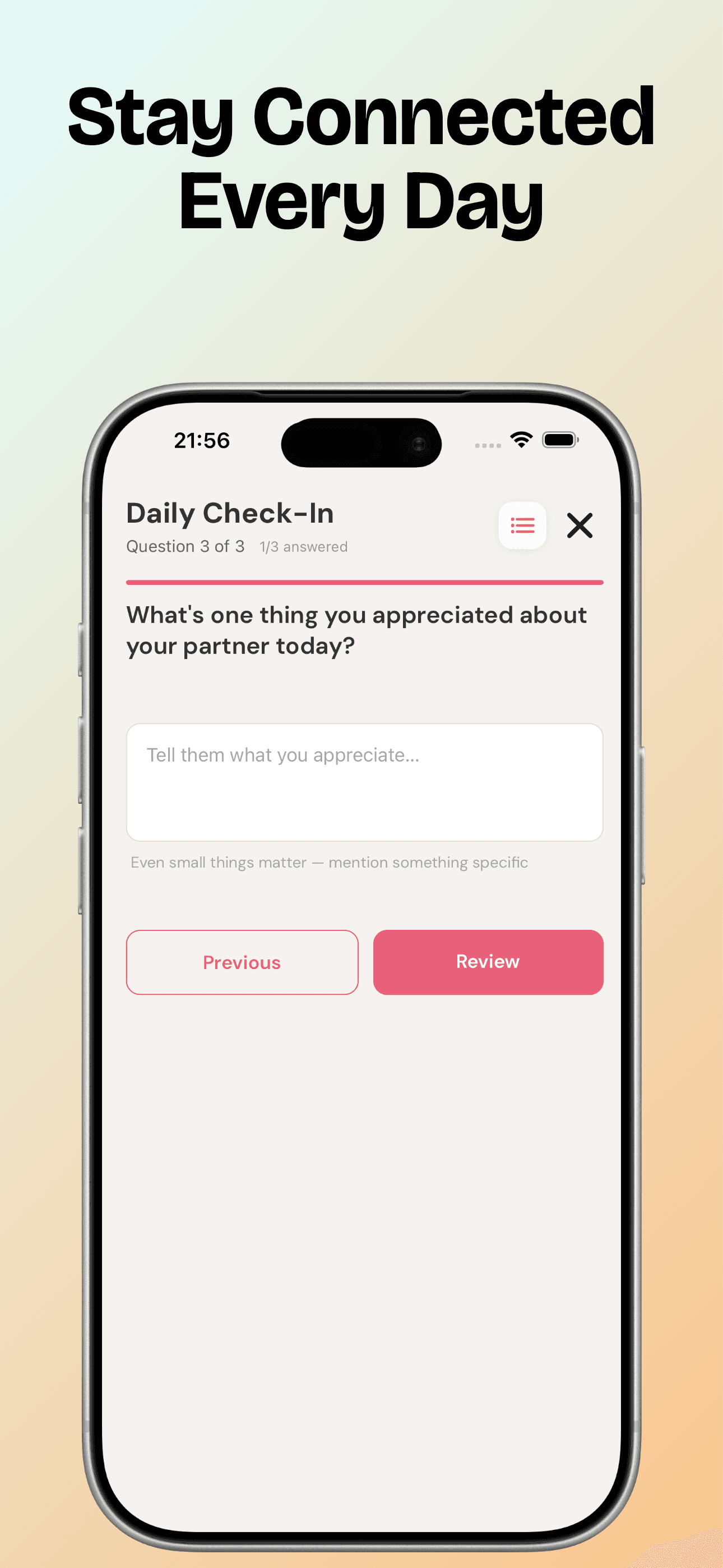 Mood and connection at a glance
